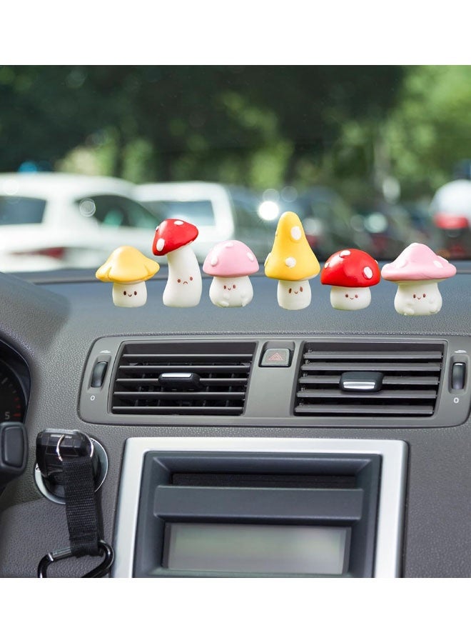 6 PCS Cute Car Accessories, Mushroom Ornament Set For Dashboard & Rear View Mirror, Car Decorations Interior - Image 3